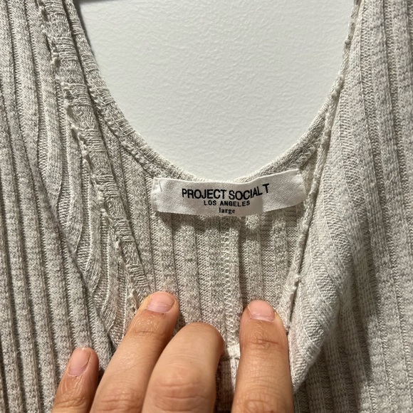 Project Social T Santa Maria Sweater Rib Wide Leg Jumpsuit - Ash, size L - Picture 2 of 2